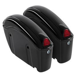 26L Motorcycle Hard Trunk Saddlebags Saddle Bags Side Box w/ bracket light For Cruiser