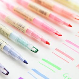 Highlighters Dual Head Writing 2 In 1 Highlighter Pen Japanese Stationery Cute Office School Supplies