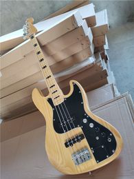 4 Strings ASH body Electric Bass Guitar with Black Pickguard,Maple Fingerboard,Bass is in stock and can be shipped immediately