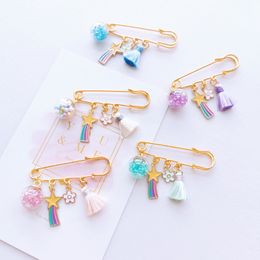 Glass Ball Tassel Flower Brooches Pins For Women Anti-Exposure Buckle Sweater Coat Decorations Wedding Bridal Party Brooch