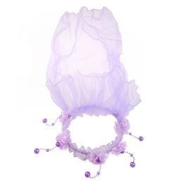 Hair Accessories Children Girls Little Princess Hairband One Layer Tulle Bridal Veils Flowers Garland Wedding Party Wreath Headband Solid Co