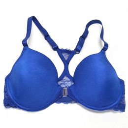 YANDW Sexy Women Bra Front Closure Sexy Lace Y-line Straps Plus Size Big Cup Underwear Lingerie 32 34 36 38 40 42 44 A B C D DD 210623