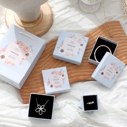 light blue Colour Ring Earring Jewellery Boxes Creative Lid and Tray Ring Cases Earring Jewellery Display Necklace Package Box