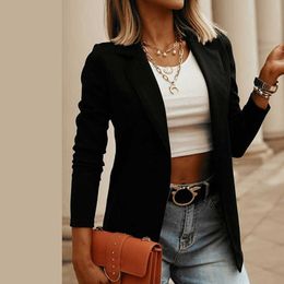 2021 Spring Office Ladies Blazers Casual Long Sleeve Solid Formal Work Suit Fashion Women Jackets Slim Blazers Black White X0721