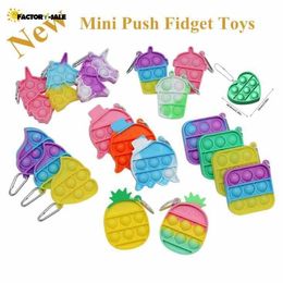 Keychain Mini Push Fidget Toys Blase Sensory Spielzeug mit Keychain Autismus Squishy Stress Relief Spielzeug Für Kinder Erwachsene Lustiges Spielzeug DHL Versand FJ25