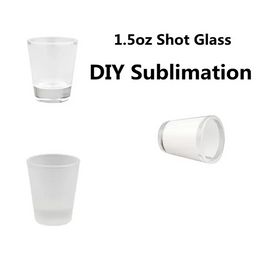 1.5oz Sublimation Shot Glass 50ml White Blank Wine Glasses Heat Transfer Drinking Mugs Frosted Clear Liquor Cups Whiskey Beer Party Drinkware Whoesale PRO232