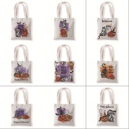 Gift Wrap Pumpkin Canvas Bag Halloween Printing Single Shoulder Literature And Art Environment Protection Shopping Bags Leisure Pocket Change 6wda Y2