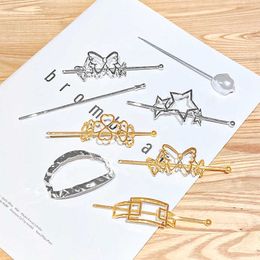 Korean metal hairpin with ancient style horsetail hairpin plate butterfly star geometric hollow hair ornament