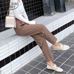 Thick Plus Size Ankle -length Autumn and Winter Loose Pants Female High Waist Wide Leg Straight Lady Trousers 6996 50 210417