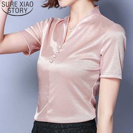 Fashion women blouse and tops office Lady elegant short blouse V neck women elegant short blouse plus size tops 3430 50 210527