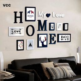 Wood Pictures Frames For Wall Hanging Picture Frame With Letters Wall Art Classic Po Frame For Wall Home Decor 210611