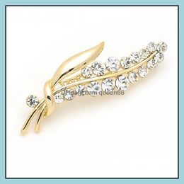 Pins Jewelryfashion Women Brooch Pins Leaf Luxury Rhinestone Bouquet Brooches Creative Womens Clothing Aessories Drop Delivery 4Ygmo