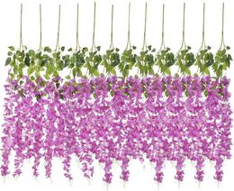 Decorative Flowers & Wreaths 12 Sticks Artificial Hydrangea Wisteria Flower For Diy Simulation Wedding Arch Rattan Wall Hanging Home Party D