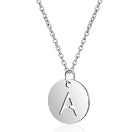 Pendant Necklaces NIUYITID Stainless Steel Necklace 26 Initial Letters A-Z Alphabet For Men Women Male Jewellery