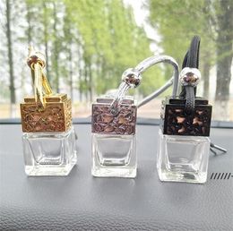 NEWCube Hollow Car Perfume Bottle Rearview Ornament Hanging Air Freshener For Essential Oils Fragrance Empty Glass Bottle Pendant RRA7488