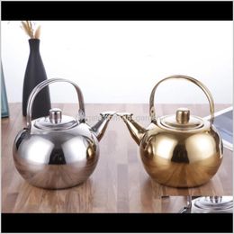 Tools Drinkware Kitchen, Dining Bar Home & Garden Drop Delivery 2021 0Dot9L Stainless Steel Teapot Pot Kettle With Leaf Infuser Filter Coffee