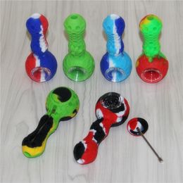 Bees Silicone Smoking Pipe Travel Tobacco Pipes Spoon Cigarette Tubes Glass Bong Dry Herb Bowls Accessories HandPipes