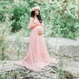 Lace Maternity Dresses For Photo Shoot Long Gown Evening Pregnancy Dress Photography Props Pregnant Women Baby Shower Dress