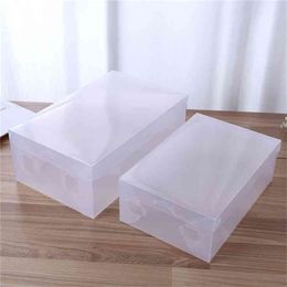 6pcs Transparent Shoe Box Storage Clear Plastic Boxes Foldable s Case Holder box s Organiser Boxe 210922