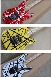 Eddie Edward Van Halen 5150 Electric Guitar Red Yellow White Custom Shop Black Stripe Floyd Rose Tremolo Locking Nut Maple & Neck Fingerboard Whammy Bar