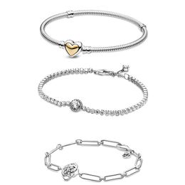 2021 Domed Golden Heart Clasp Snake Rose Petals Link Sparkling Halo Tennis Bracelet High-quality Jewelry For Women As Gifts