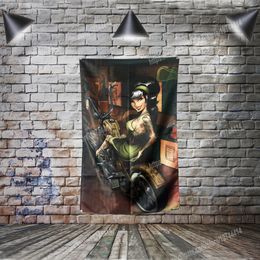 Motorbiker Tattoo Flags Banner Sexy lady Beauty and Art Home Decoration Hanging flag 4 Gromments in Corners 3*5FT 96*144CM Painting Wall Art Print Posters