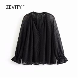 women fashion v neck single buckles black chiffon Shirt blouses lantern sleeve femininas chemise ruffles shirts LS4052 210420