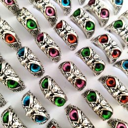 30pcs/lot New Retro Cute Men and Women Charm Punk Owl Ring Vintage Multi-Color Eyes Creative Jewellery Party Gift Favour