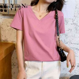 Fashion Cotton T-shirt Female High Quality Casual Loose Plain Tshirt Women Summer Basic Hipster T Shirts Lady 210506