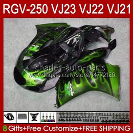 Body Kit For SUZUKI green flames RGVT RGV 250 CC RGV250 SAPC VJ23 Cowling RGV-250CC RVG250 250CC 97 98 Bodywork 107HC.167 RGVT-250 VJ 23 RGV-250 Panel 1997 1998 Fairings