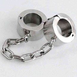 NXY Sex Adult Toy Super Heavy 6cm High Ankle Cuffs Stainless Steel Chain Leg Irons Metal Bondage Restraints Slave Bdsm Products for Adults Fetish1216