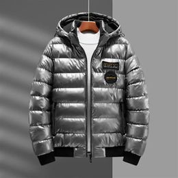 Mens Glossy Down Parkas Fashion Trend Couples Thicken Zipper Removable Hooded Outerwears Designer Winter Male Luxury Bread Punk Jackets Coats