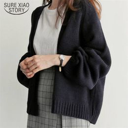 Casual Open Stitch sweater Solid Knitting Outwear Female Cardigan Women's Korean Loose Sweater Women Coat 6341 95 210506