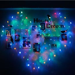 Heart Shape Curtain Lights 2M*1.5M Fairy String Twinkle Lighting 8 Modes Battery Powered for Bedroom Patio Wedding Party Decoration