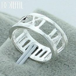 Cluster Rings Sterling Silver Hollow Roman Numerals Ring For Women Wedding Engagement Party Fashion Charm Jewellery