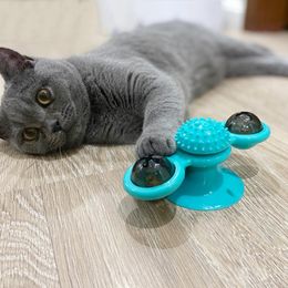 Cat Toys Windmill Toy Funny Massage Rotatable With LED Ball Teeth Cleaning Pet Products For