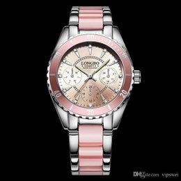 Роскошный бренд мода кварцевые погружения часы розовые женщины дайвинг дамы ложный керамический ремешок часы водонепроницаемые высококачественные спортивные наручные часы