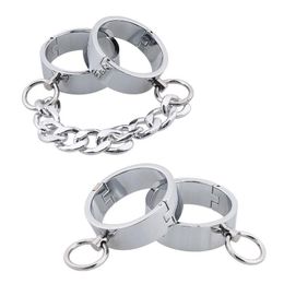 20mm Height Stainless Steel Lock Cuff Metal Handcuffs Circle Oval Cuffs Bracelets Unisex Bangles Ankle Lockable Bangle