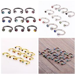 & Studs Jewelrystuds Gold Sier Rainbow Black Horseshoe Rings Ring 8Mm 12G Body Jewellery Piercing Tragus Earring Nose Septum Drop Delivery 202