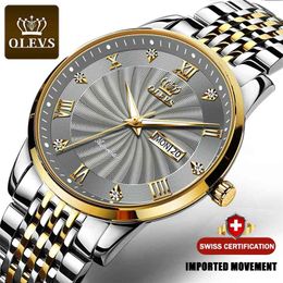 OLEVS Men Mechanical Watch Top Brand Luxury Automatic Watch Sport Stainless Steel Waterproof Watch Men relogio masculino 6530 210804