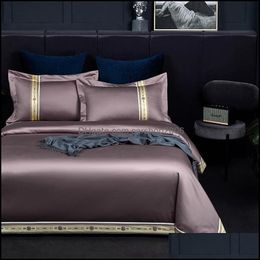 Bedding Sets Supplies Home Textiles & Garden Bedroom Four-Piece Quilt Er Light Luxury European Style Long-Staple Fashionable Simple Family E