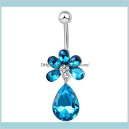 high quality body piercing jewelry Australia - Bell High Quality Big Blue Diamon Bar Belly Button Rings Piercing Navel Body Ring Jewelry For Young Lady Br050 Drop Delivery 2021 Xlry