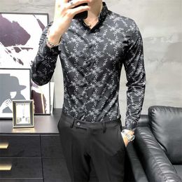 Floral Men Shirts Chemise Homme Long Sleeve Slim Fit Casual Formal Dress Shirt Social Streetwear Tops Men Clothing Camisas 210527