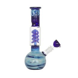 Hand-painted spiral Philtre hookah Glass Bong Smoking Water Pipes With Thick Base 14mm Female Joint