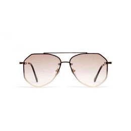 Men Women Retro Round Sunglasses Ladies Brand Designer Luxury Metal Vintage Mirror Polygonal Oversize Gold Tea Sun Glasses UV400