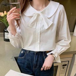 Fashion Elegant Button Women Tops Cotton Vintage White Shirt Lantern Sleeve Loose Casual Blouses Blusas 12051 210508
