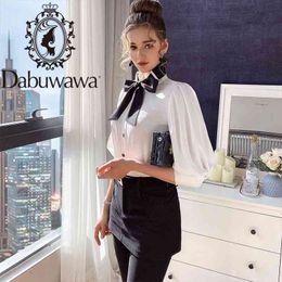Dabuwawa Elegant Women Blouse Shirts Casual Office Lady Bow Tie Blouses Shirt Solid Work Wear Blusas Mujer Tops DO1AST027 210520