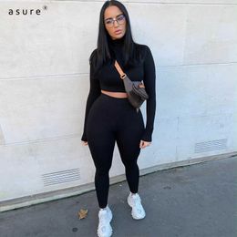 Tracksuit Two Piece Gym Set Women Clothing Female Sportswear Sexy Outfit Sweatshirt Sweatpants Jogging Full Suit S062449A 210712