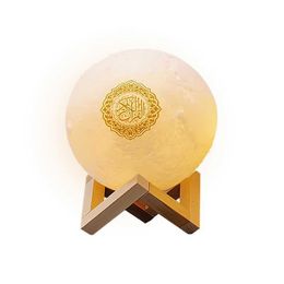 2021 New Quran Bluetooth Speaker Moon Lamp with Support Shelf APP Control Night Light Y0910