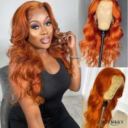 Orange Ginger Lace Front 13x4 Loose Wave Lace Frontal Wigs Pre Plucked For Women Coloured 360 Laces Wig Brazilian Wavy Hair